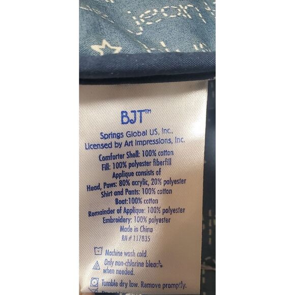 VTG Baby Quilt by BJT Blue Jean Teddy Bear 3D Plush Teddy Boat/Bike/Plane/Car - Picture 10 of 13